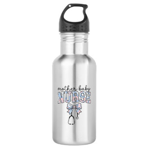 Mother Baby Nurse Floral Bow Shirt Design_1 Stainless Steel Water Bottle