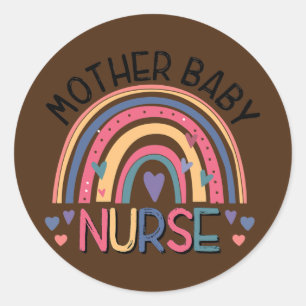 Mother Baby Nurse Rainbow Postpartum Nurse Classic Round Sticker