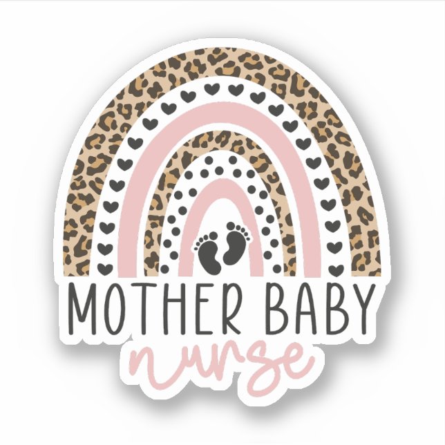 Mother Baby Nurse Rainbow, Postpartum Nurse Sticker (Front)