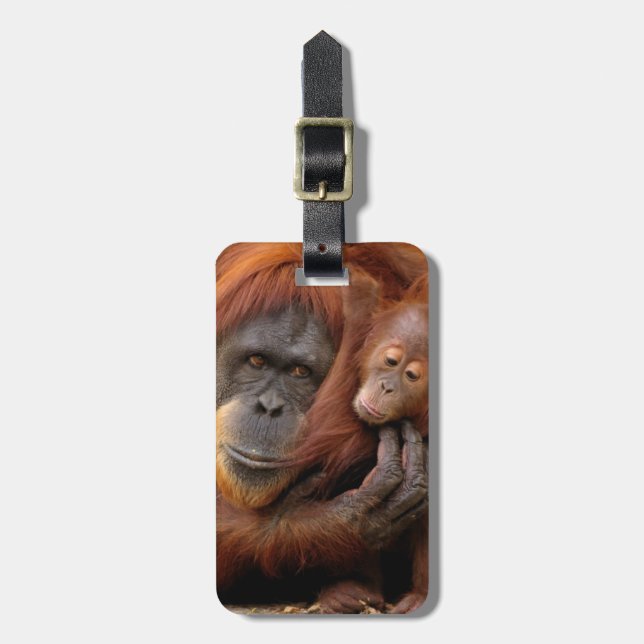 Mother & Baby Orangutan Luggage Tag (Front Vertical)