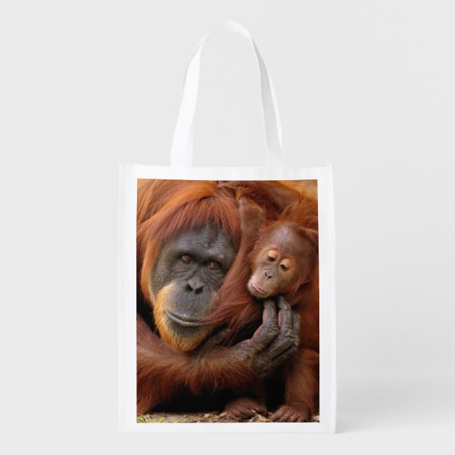 Mother & Baby Orangutan Reusable Grocery Bag (Front)