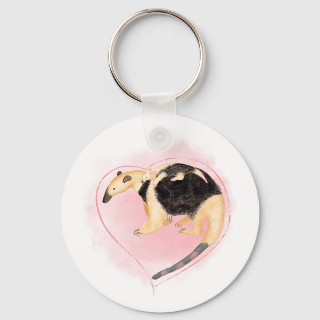Mother & baby tamandua Best mum ever key ring (Front)