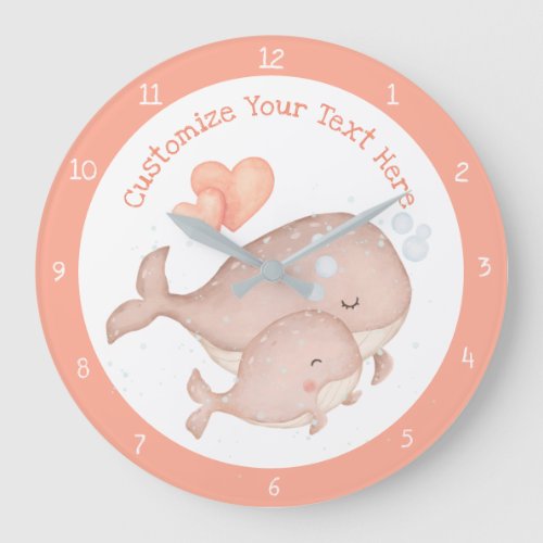 Mother Baby Whale Cute Anime Personalize Large Clock