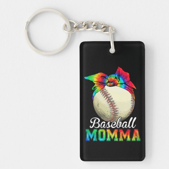 Mother Baseball Momma Birthday Keychain (Front)
