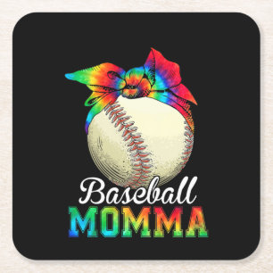 Mother Baseball Momma Birthday Square Paper Coaster