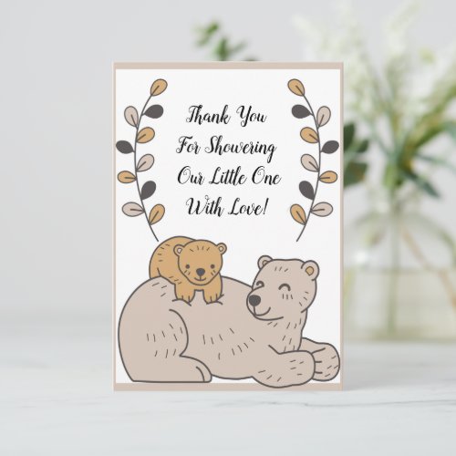 Mother Bear And Her Baby Thank You Card