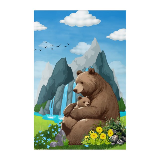 Mother Bear and Her Child Acrylic Print (Front)