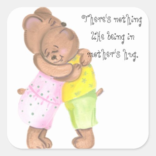 Mother Bear and Her Cub Show Love Square Sticker