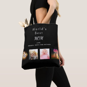 Mother Best mom family photo collage black Tote Bag