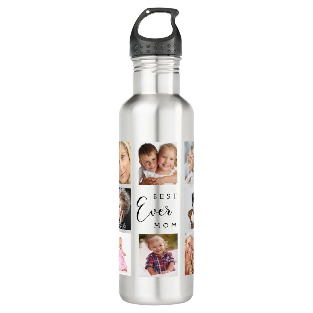 Mother best mom photo collage kids children stainless steel water bottle (Front)