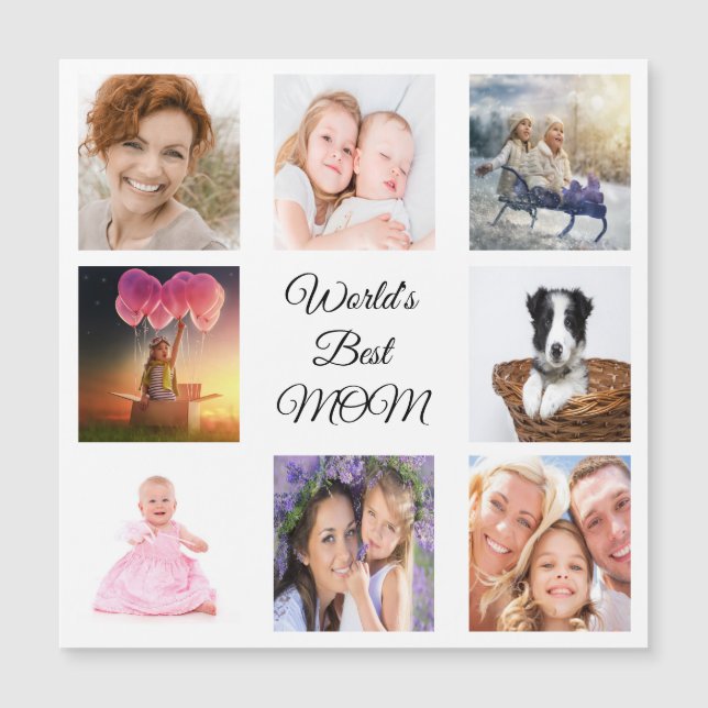 Mother best mom white photo collage magnet (Front)