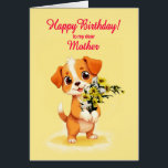 Mother Birthday Puppy and Flowers<br><div class="desc">A cute birthday card for a mother. A cuddly puppy holding a bunch of flowers and saying 'Happy Birthday'. Celebrate a birthday with this irresistible card showcasing a sweet puppy holding a bunch of daisy flowers,  perfect for melting hearts.</div>