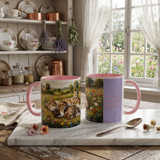 Mother Birthday Wildflower Meadow Cat and Kittens Mug