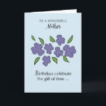 Mother Birthday with Violet Flowers and Leaves Card<br><div class="desc">Celebrate your dear mother's upcoming birthday with the perfect surprise! Order this elegantly beautiful card today,  featuring modern violet flowers against a soft color background. It's a thoughtful gesture to express your love and appreciation for everything she does.</div>