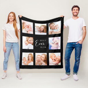 Mother black photo collage fleece blanket