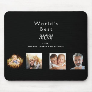 Mother black white photo collage mouse pad