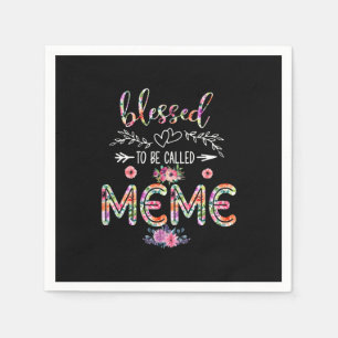 Mother Blessed To Be Called Mom And Meme Flower Napkins