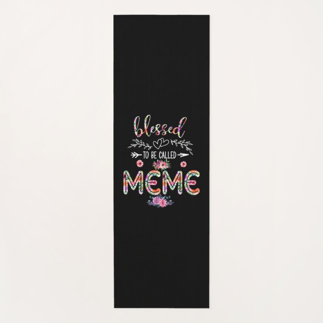Mother Blessed To Be Called Mom And Meme Flower Yoga Mat (Front)