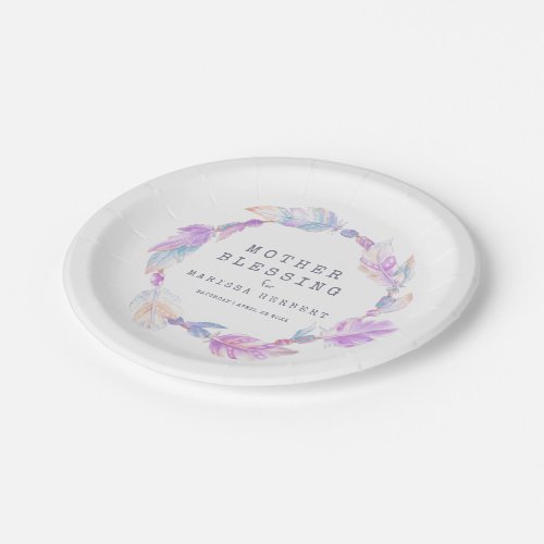 Mother Blessing beads and feathers boho custom Paper Plates