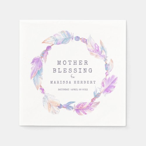 Mother Blessing beads and feathers boho Napkins