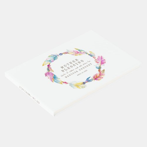 Mother Blessing beads feathers boho colorful Guest Book