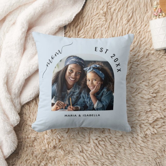 Mother blue photo children kid throw pillow (Blanket)