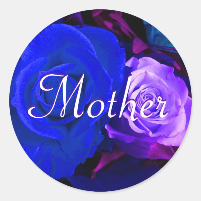 Mother Blue Purple Rose Sticker (Front)
