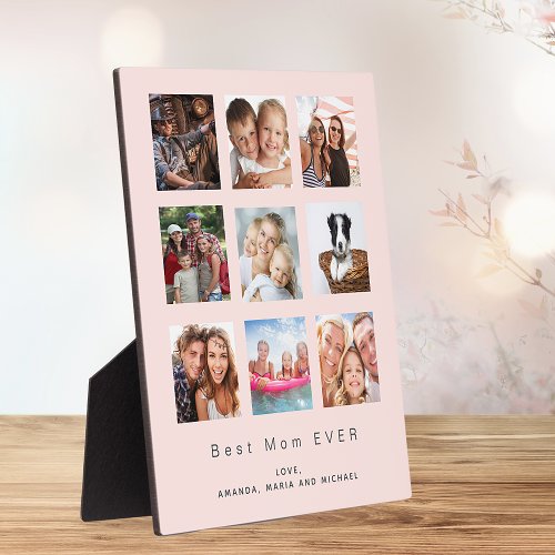 Mother blush pink best mom photo family collage plaque