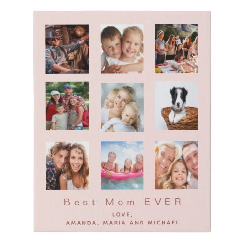 Mother Blush pink mom photo family collage Faux Canvas Print
