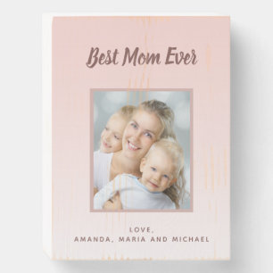 Mother blush pink rose gold photo wooden box sign