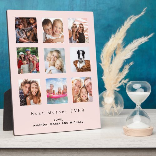 Mother blush rose gold photo collage plaque