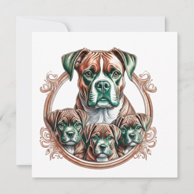 Mother Boxer And Her 3 Pups Save The Date (Front)