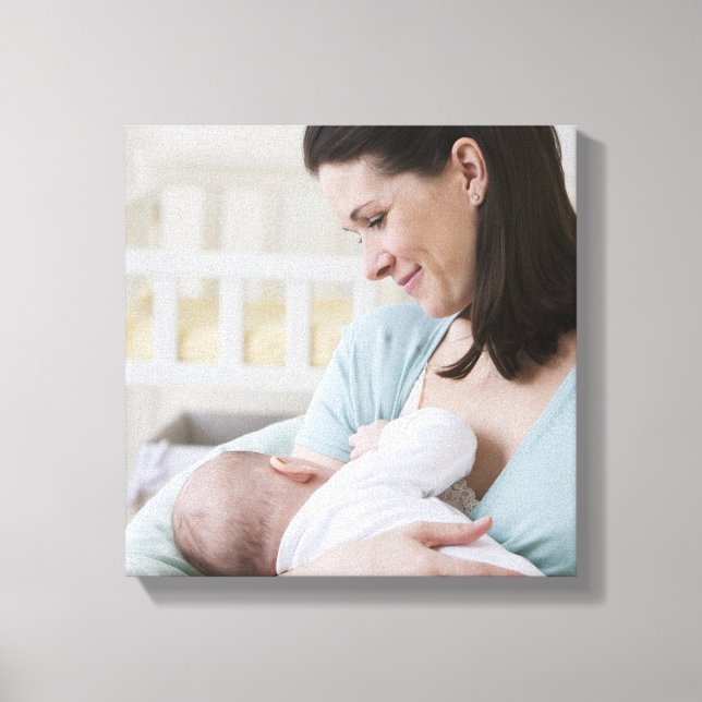 Mother breastfeeding baby canvas print (Front)
