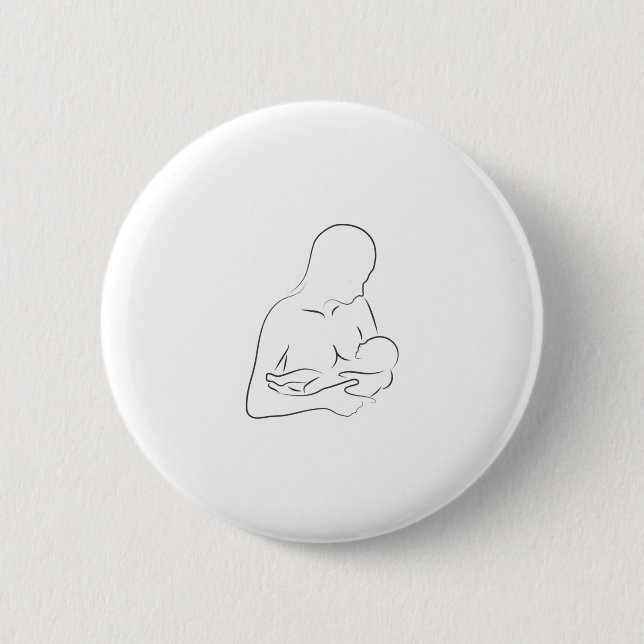 Mother Breastfeeding Silhouette Button (Front)