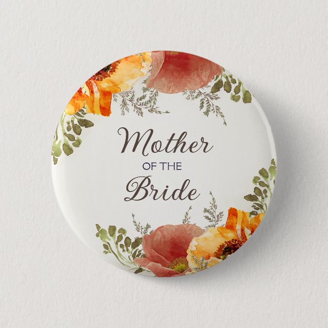 Mother Bride Burnt Orange Floral   Button (Front)