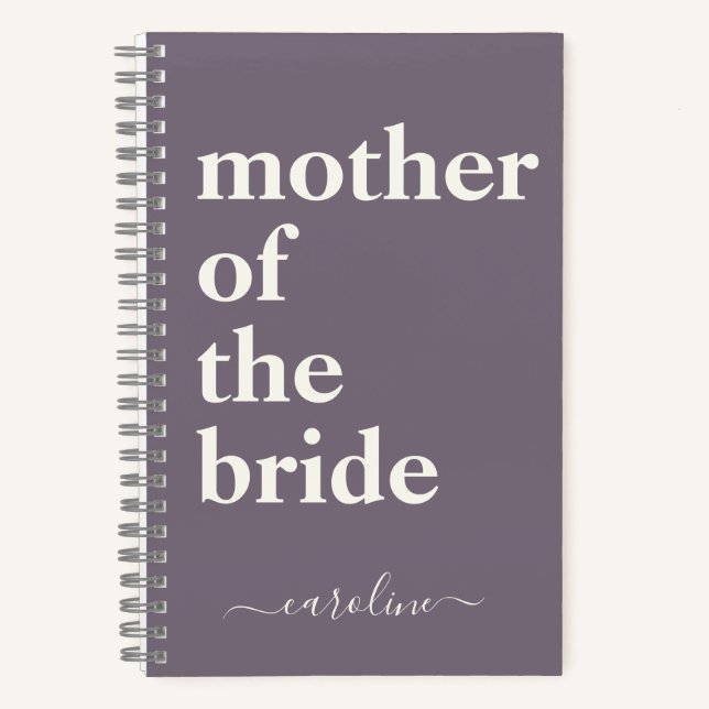 Mother Bride Minimalist Modern Custom Plum Purple Notebook (Front)
