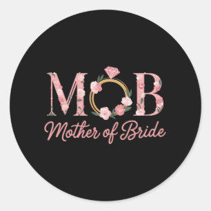 Mother Bride Wedding Mob Floral Pink Diamond Ring Classic Round Sticker