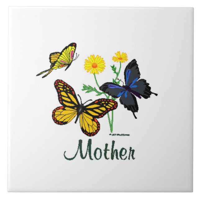 Mother Butterflies Ceramic Tile (Front)