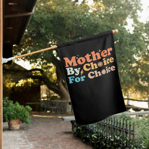Mother By Choice For Choice Groovy Retro House Flag