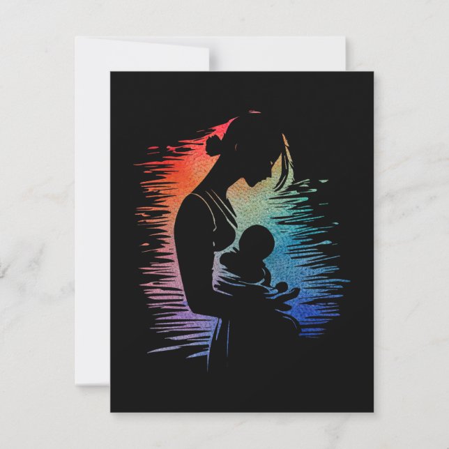 Mother carrying her baby, mom and her baby sketch, note card (Front)