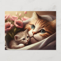 Mother cat and her little kitten - Mother's day Postcard
