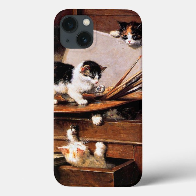 Mother Cat and Kittens on Table Case-Mate iPhone Case (Back)