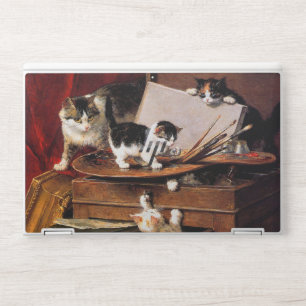 Mother Cat and Kittens on Table HP Laptop Skin