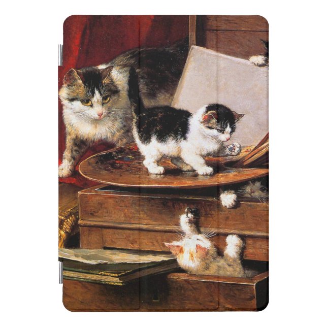 Mother Cat and Kittens on Table iPad Pro Cover (Front)
