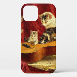 Mother Cat and Kittens Playing with Guitar iPhone 12 Case