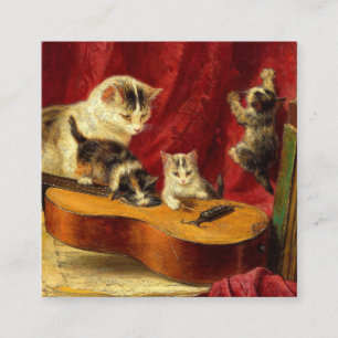 Mother Cat and Kittens Playing with Guitar Enclosure Card
