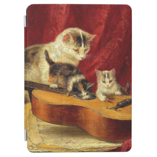 Mother Cat and Kittens Playing with Guitar iPad Air Cover