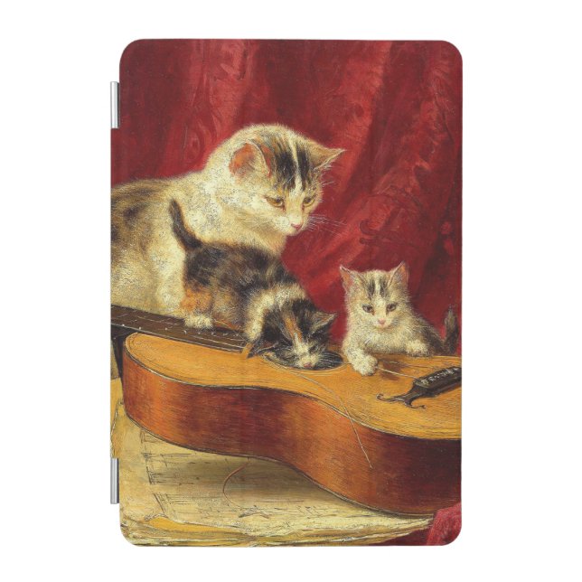 Mother Cat and Kittens Playing with Guitar iPad Mini Cover (Front)