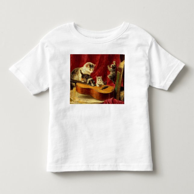 Mother Cat and Kittens Playing with Guitar Toddler T-shirt (Front)