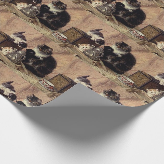 Mother cat and kittens wrapping paper (Corner)